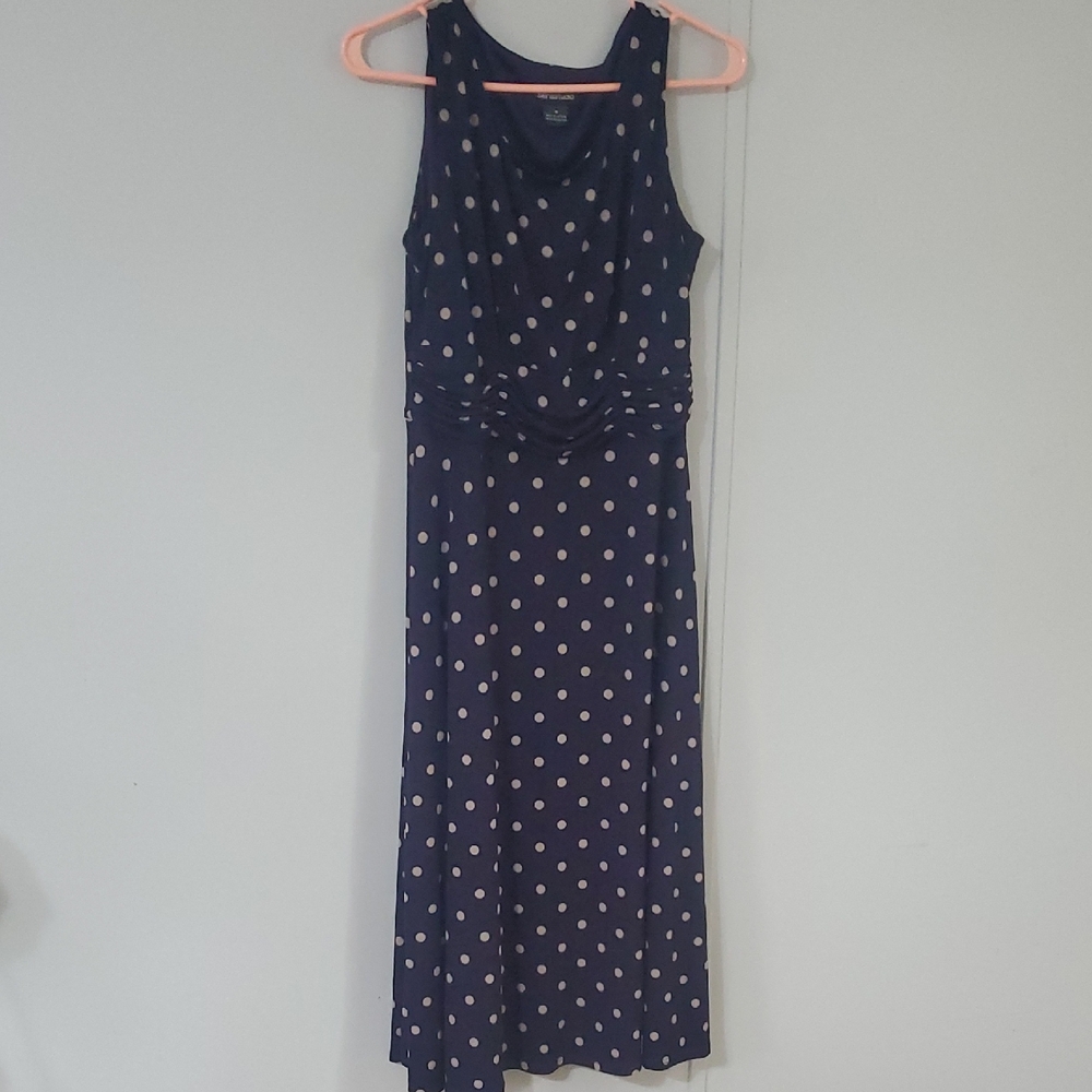 Siena Studio Navy Polka Dot Midi Dress